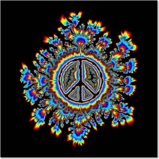 glowing psychedelic peace sign Posters and Art